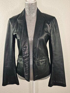 John Carlisle Fitted Bell Sleeve Black Leather Jacket